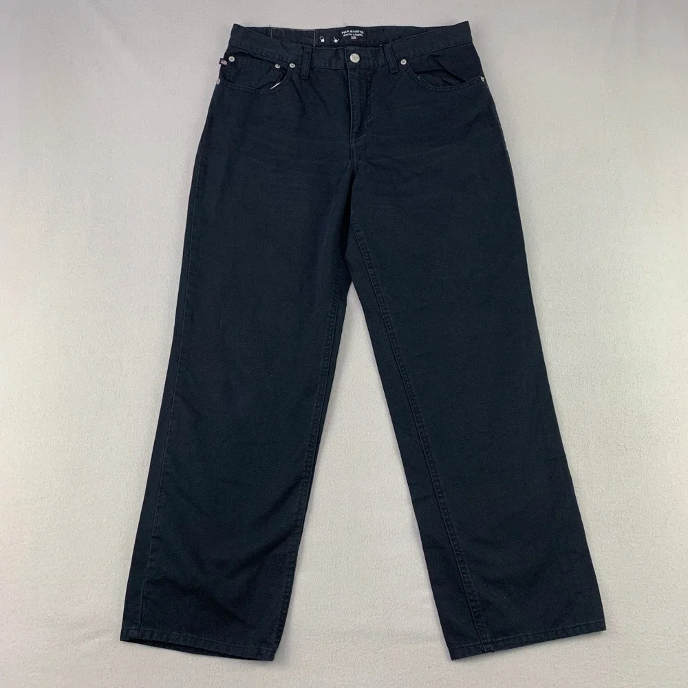 Ralph Lauren Polo Jeans Co Pants Womens 12 Black Denim Straight Leg Cotton